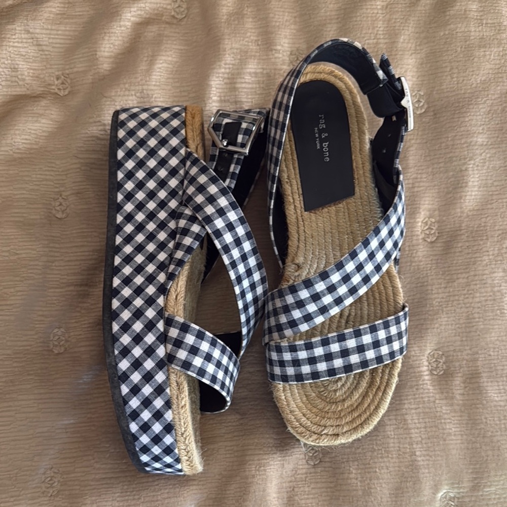 Rag & Bone Gingham Espadrille Platform Sandals